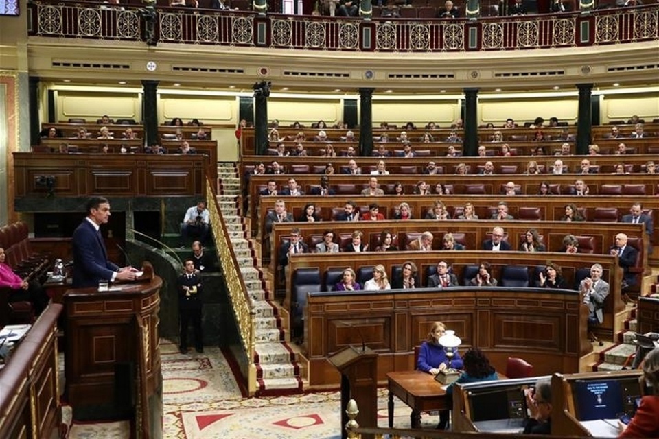 El presidente del Gobierno, Pedro Sánchez, durante su comparecencia en el Congreso de los Diputados.
