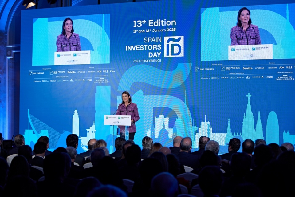 Reyes Maroto, Ministra de Industria, Comercio y Turismo, durante la inauguración de la XIII edición del Spain Investors Day (SID)