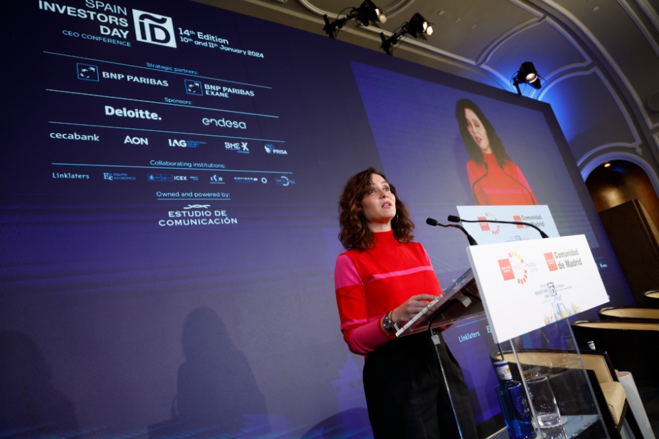 Isabel Díaz Ayuso, presidenta de la Comunidad de Madrid, en la XIV Edición del Spain Investors Day.