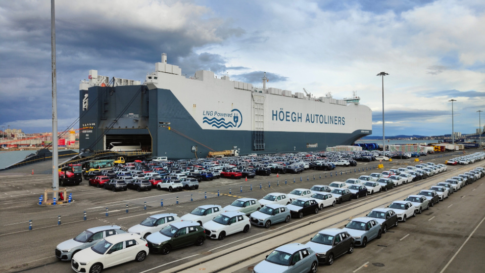 El buque Sunrise atracado en el muelle de Raos 8 en el Puerto de Santander.