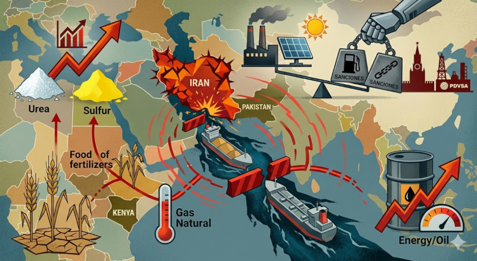 La crisis en el Estrecho de Ormuz dispara el precio de los fertilizantes y desestabiliza los mercados energ&eacute;ticos globales