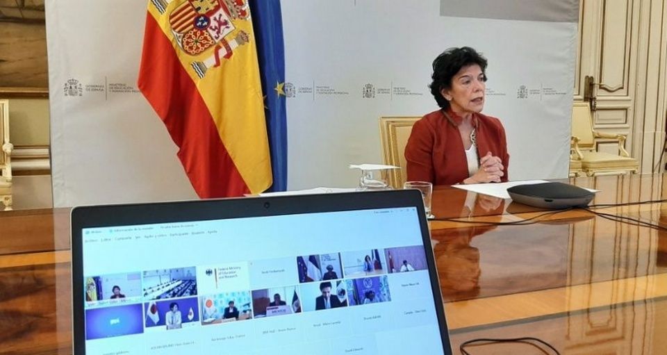 La ministra de Educación y Formación Profesional. Isabel Celaá, durante la reunión del G20.