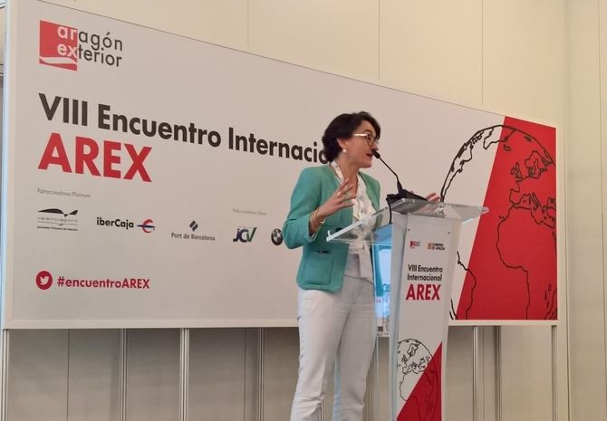 Mar Chao durante su intervenci&oacute;n en AREX Zaragoza.