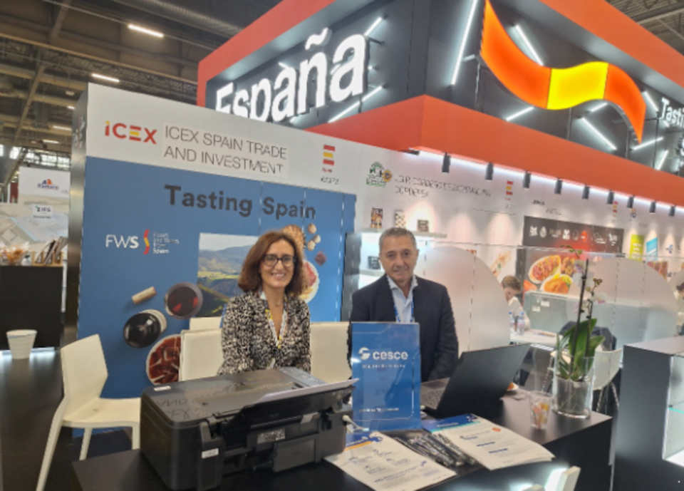 Isabel Olivares, miembro de la Unidad Producto, y Julio Vaquero, director de Clientes Preferentes Territorial Centro de Cesce.