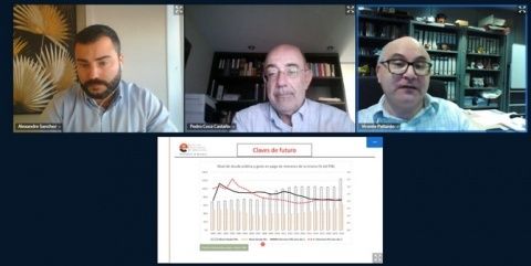 Alexandre Sánchez, Pedro Coca y Vicente Pallardó durante el webinar.