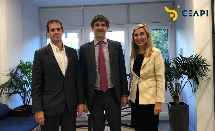 Francisco Velázquez, presidente de Axon Partner Group; Gonzalo García Andrés, secretario de Estado de Economía; y Núria Vilanova, presidenta de CEAPI.