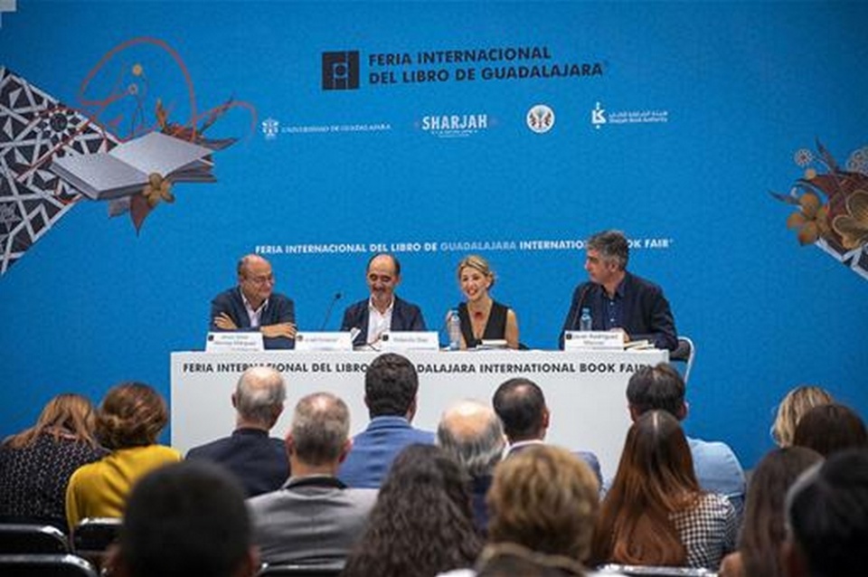La vicepresidenta segunda del Gobierno y ministra de Trabajo y Economía Social, Yolanda Díaz, en el acto de inauguración de la Feria Internacional del Libro (FIL) de Guadalajara.