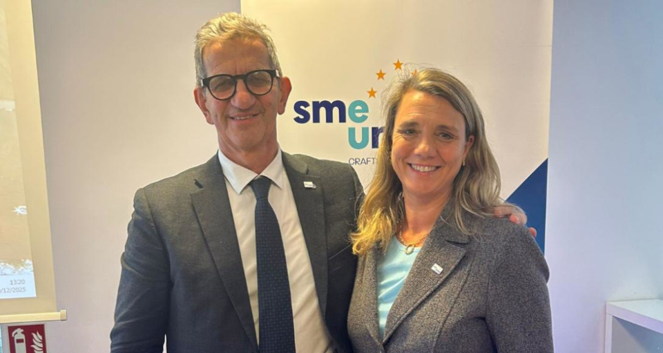 Ángela de Miguel y Davide Galli, nuevo presidente de SMEunited. Ángela de Miguel y Davide Galli, nuevo presidente de SMEunited.